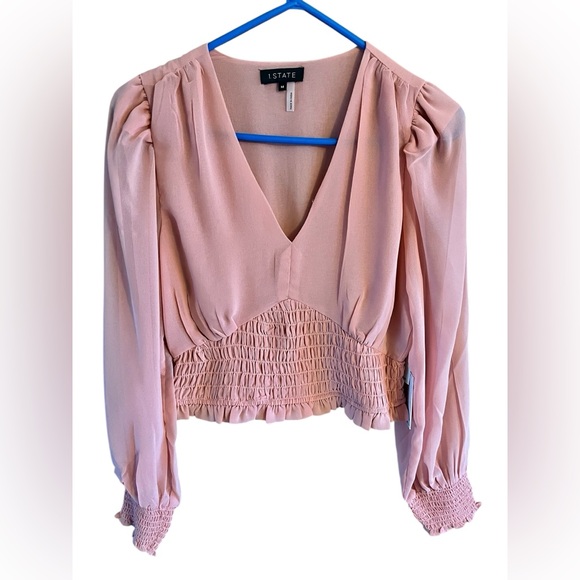 1. State Tops - Hostess Pick 🥳☄️1. State Pink Puff Sleeve Smocked Crop Blouse SOLD!
